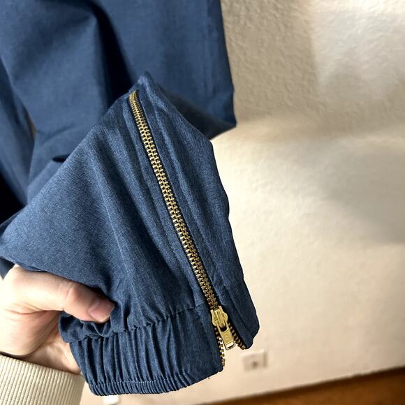 Albion Jetsetters Cropped Ankle Zip Joggers Womens Size Large High Rise Navy - Picture 6 of 7